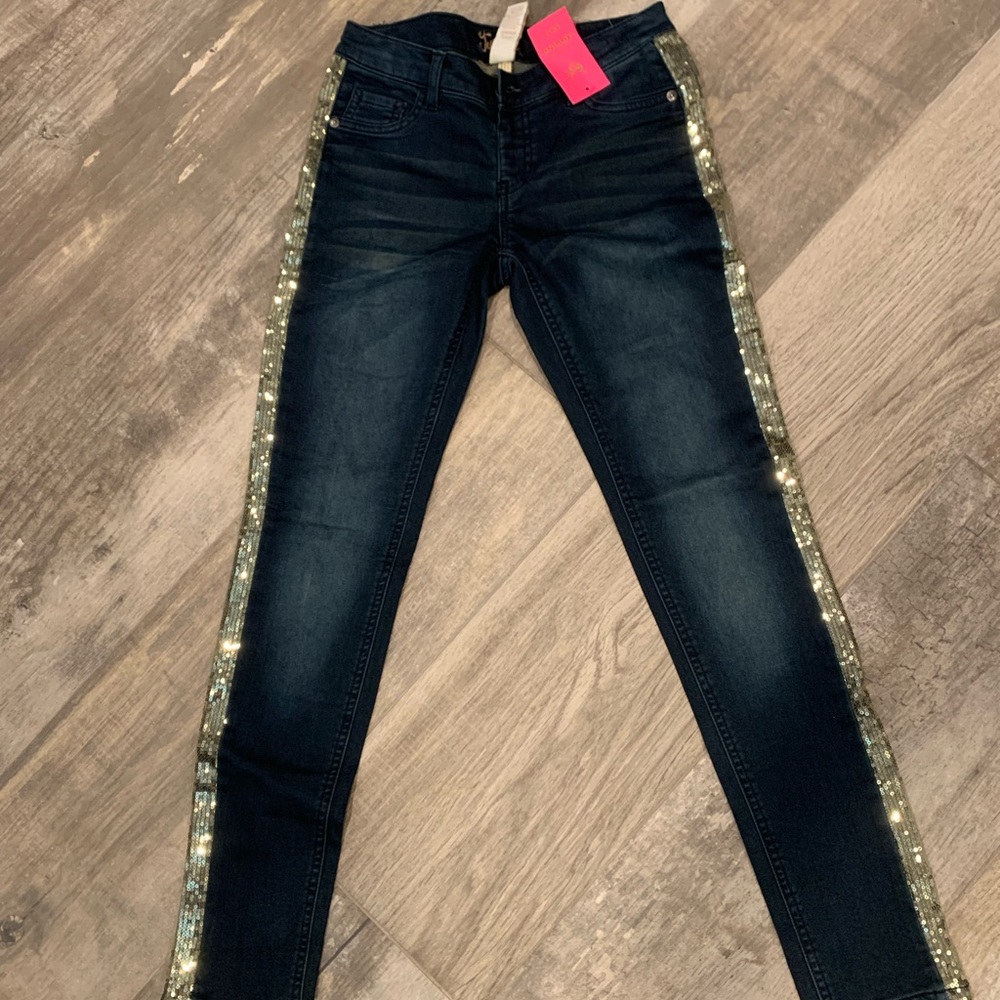 Justice Gold side sequin Jegging NWT size 14 slim